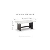 Signature Design by Ashley Burkhaus Traditional Rectangular Coffee Table with Marble Tabletop, Dark Brown & White Signature Design by Ashley
