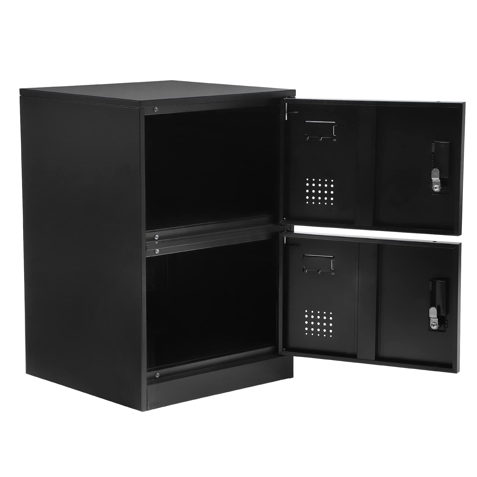 Steel Storage Cabinet, Vertical Stackable Storage Cabinet with Lock, 2 Doors, Metal Loker, Organizer for Office, Home, Garage, Gym, School (Black) - WoodArtSupply