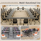 Folding Conference Room Table, Black Modern Conference Tables for Office, Mobile Rolling Training Table with Silent Wheels, Modular Foldable Seminar Tables Desks for Classroom (8Pack L63in) Generic