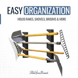Shed Tool Organizer Wall Mount, Garage Organization, Garden Tool Organizer for Shovels and Rakes, Solid Steel Holds 100 lbs, StoreYourBoard StoreYourBoard