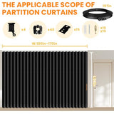 AJAZZ 100% Blackout Room Divider Curtains - with Flexible Ceiling Curtain Track, Noise Reduce Barrier for Portable Curtain for Sliding Glass Door/Space Room Divider r(Black, W180 x L96, 1 Pack) AJAZZ