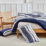 Lekesky Duvet Cover Full, 3 Pieces Blue Striped Duvet Cover Set Soft Bedding Aztec Comforter Cover Full Size with Hidden Zipper Corner Ties Lekesky