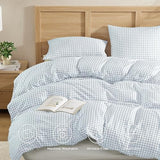 Andency Gingham Duvet Cover Twin Size, Blue Checkered Plaid Bedding Set with Zipper Closure & Corner Ties, 2 Pieces Soft Prewashed Microfiber Comforter Cover for Dorm Kids Andency