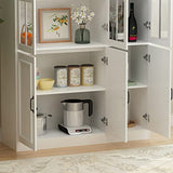 Homsee Modern Tall Bookcase with 3 Glass Doors and 10 Storage Compartments in White Homsee