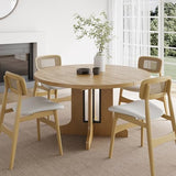 Feonase 59" Round Extendable Dining Room Table for 6, Modern Oval Kitchen Table with Heavy Duty Wood Base, for Kitchen Dining Living Room, Easy Assembly, Noise-Free, Oak Feonase