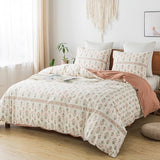 HoneiLife Queen Duvet Cover Set - Breathable 100% Cotton Floral 3pcs Wildflower Comforter Cover, with Zipper Closure and Corner Ties, Sweet Grass HoneiLife