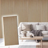 E-HAO 4-Piece Wood Slat Acoustic Panels for Stylish Decor and Noise Reduction, 3D Textured Panel for Ceiling and Wall - White Oak (47.2 L x 23.6 W E-HAO