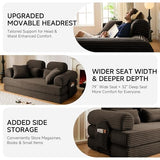 KSTNLUXQ 79" Sofa Bed, Deep Seat 32" Sleeper Sofa, 5-in-1 Convertible Sofa Bed, Boneless Couch in a Box, Corduroy Floor Futon with Thickened backrest and Headrest Pillows, Side Pockets, Brown KSTNLUXQ