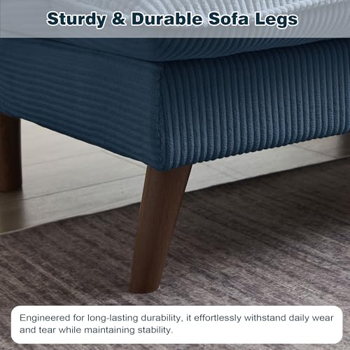 Enobala Futon Sofa Bed, 72" Convertible Futon Couch with 3-Level Adjustble Backrest, Modern Loveseat Couch, Folding Recliner Sleeper Sofa for Small Spaces, Living Room, Apartment, Guest Room, Blue Enobala