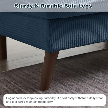 Enobala Futon Sofa Bed, 72" Convertible Futon Couch with 3-Level Adjustble Backrest, Modern Loveseat Couch, Folding Recliner Sleeper Sofa for Small Spaces, Living Room, Apartment, Guest Room, Blue Enobala