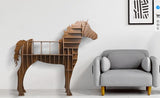 Rieort Fashion Bookshelf Solid Wood Bookshelf Horse Shaped Bookcase Creative Storage Display Cabinet Bookshelves Large Capacity Design Rack Bookcase not Shaking Rieort