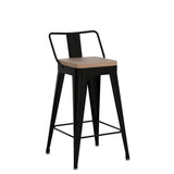 WENTMENT Metal Bar Stools Set of 4 Counter Height Bar Stools Barstools with Removable Back 26" Kitchen Bar Stools with Wooden Seat, Black WENTMENT