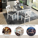 Augabam 5-Piece Dining Table Set for 4, Kitchen Dining Table with 4 Soft Cushioned Solid Wood Chairs, Ideal for Home or Restaurant Use.(Gray & White_Small) Augabam