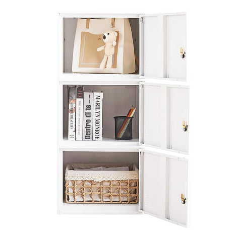 iCHENGGD 3 Door Metal Locker Steel Storage Cabinet, Office Storage Lockers for Employees, Vertical Metal Cabinets for Home,Office,School,Room Storage Organizer (White) iCHENGGD