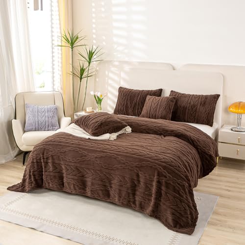 YUSOKI Twin XL Blanket Single Layer,Weight(3.1lb),370GMS-3D Stylish Design for Gift Home Decor (Brown,65"x90") YUSOKI