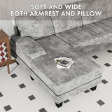 YESHOMY Convertible Sectional Sofa U-Shaped Couch with Soft Modern Cotton Chenille Fabric for Living Room, Oversized Seats with Comfortable Backrest, Gray YESHOMY