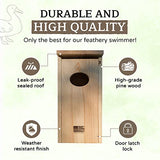 Made in USA, Premium Pine Wood Duck House, Ready to Install Nesting Box for Wood Ducks and Hooded Mergansers Applewood Outdoor