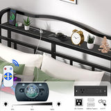 Queen Bed Frame 14 Inch Metal Bed Frame Queen Size with Headboard & Star Projector Lights & White Noise & Charging Station,Modern Design with Large Storage Space,No Box Spring Needed (14 Inch, Queen) RmagineX