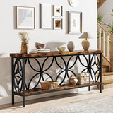 Tribesigns 70.9-Inch Narrow Sofa Table, Industrial Long Sofa Table Behind Couch, Entry Console Table with Storage for Entryway, Living Room, Foyer, Unique Design, Rustic Brown Tribesigns