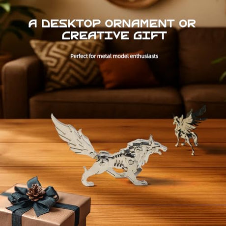 SEBUNAS Mechanical Siberian Wolf 3D Metal Puzzle 3D Metal Model Kits DIY Mechanical Fine Assembly Model Toy Suitable for Adults and Teenagers, Enhance Hands-on Ability, Creative Decorations SEBUNAS
