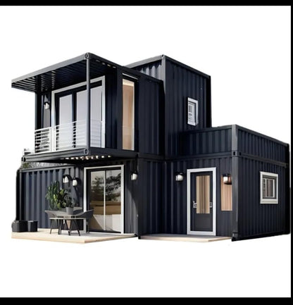 S.E.Q Double Story Fully Equipped Luxury prefab House, Expandable Container Villa with Balcony, Luxury Home, Stairs Fully Equipped 1 Kitchen 1 Bathroom bedrooms Free Bed Set - WoodArtSupply