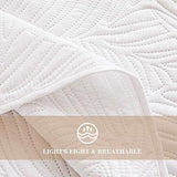 Exclusivo Mezcla King Size Quilt Bedding Set, Lightweight White Quilts King Size for All Seasons, Soft Microfiber Bedspreads Coverlets Bed Cover with Leaf Pattern, 3 Piece Exclusivo Mezcla