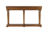 Acme Garrison 60" Rectangular Wooden Frame Console Table with Shelf in Oak Acme
