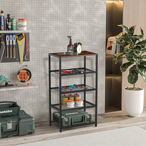 RUNJIMY Narrow Shoe Rack for Front Door Entrance, Entryway, and Closet Shoe Organizer with 4 Sturdy Metal Mesh Shelves and Wooden Top, Holds 10 Pairs, Ideal for Storage or Display RUNJIMY