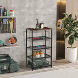 RUNJIMY Narrow Shoe Rack for Front Door Entrance, Entryway, and Closet Shoe Organizer with 4 Sturdy Metal Mesh Shelves and Wooden Top, Holds 10 Pairs, Ideal for Storage or Display RUNJIMY