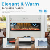 GREEN PARTY 72" Electric Fireplace Recessed/Wall Mounted Ultra-Narrow Bezel Fireplace Heater with Log & Crystal Options, 750W/1500W, Adjustable Flame Bed Colors, Speed, Timer, Temperature (60.8℉-86℉) GREEN PARTY
