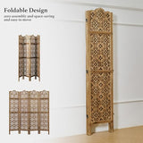68.9Inch Folding Room Divider, 4 Panels Wood Carved Privacy Screens - Ideal Decorative Partition for Home, Office, Restaurant, Bedroom (Dark Brown) Svimi