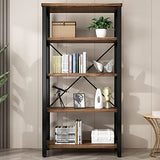 5-Tier Vintage Industrial Solid Wood Bookshelf with Metal Frame AY-AOYUAN