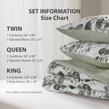 Regency Heights Lightweight Seersucker Botanical Comforter Set Queen Size, 3 Pieces Reversible Design with Striped Print, Premium Microfiber Bedding Set, Comforter and Sham Set, Green Regency Heights
