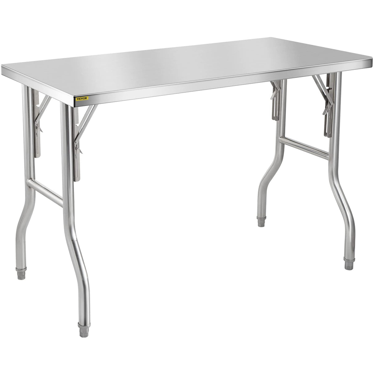 VEVOR Commercial Worktable Workstation 48 x 24 Inch Folding Commercial Prep Table, Heavy-duty Stainless Steel Folding Table with 661 lbs Load, Kitchen Work Table, Silver Stainless Steel Kitchen Island VEVOR