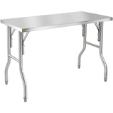 VEVOR Commercial Worktable Workstation 48 x 24 Inch Folding Commercial Prep Table, Heavy-duty Stainless Steel Folding Table with 661 lbs Load, Kitchen Work Table, Silver Stainless Steel Kitchen Island VEVOR