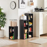 VECELO 4-Tier Slim Bookcase, Modern Storage Cabinet, Slim Bookshelf, Fits Tallest Hardcover, 5 Cubes, Vertical or Horizontal, Easy Assembly, Black VECELO