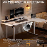 L Shaped Electric Standing Desk, 63x43'' Computer Desks with 2 Monitor Shelves, Dual Motor and Memory Controller, Gaming Corner Desk Adjustable Height from 28-46'' for Home Office Workstation, White ONBRILL
