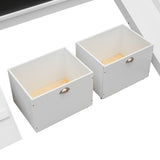 Low Loft Bed with Slide,Twin Size Loft Bed with 2 Storage Boxes,Wood Loft Bed Frame with Climbing Ladder and Blackboard for Kids Boys Girls Teens,Whiite Bellemave