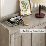 ComfyCorner Grey 7+1 Tier Farmhouse Shoe Storage Cabinet - 45" Tall Entryway Organizer with Cross Molding Doors, 3 Adjustable Shelves & Metal Legs, Shoe Rack for Front Door Entrance ComfyCorner