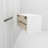 Prepac Floating Shelf Side Table with Drawer and Brushed Brass Knobs, Modern Floating Nightstand 15" D x 22.5" W x 14.5" H, Black, BRBW-1402-2M Prepac