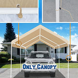 Rutile 10'x20' Carport Canopy ONLY Tent Garage Replacement Top Tarp Car Shelter Cover w/Ball Bungees Beige (Only Top Cover, Frame is not Included) Generic