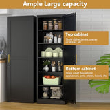 Lusiwry Tall Narrow Slim Metal Storage Cabinet with Lock and 5 Adjustable Shelves,Steel File Cabinets,Kitchen Pantry Cabinet Locker Organizer - 67" Storage Cabinets for Bathroom,Bedroom,Office,Black Lusiwry
