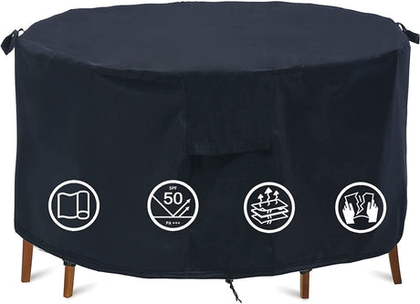 Round Patio Furniture Covers - 74" Dia Waterproof Table & Fire Pit Cover - Anti-Fading for Outdoor Dining Sets TIFILE