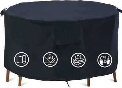 Round Patio Furniture Covers - 74" Dia Waterproof Table & Fire Pit Cover - Anti-Fading for Outdoor Dining Sets
