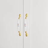 Homsee White Wardrobe Armoire Wooden Closet with 3 Doors, 5 Storage Compartments, 2 Hanging Rods & Decorative Handles for Bedroom Homsee