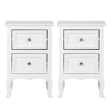 Karl home White Nightstand Set of 2. Farmhouse End Side Table Set of 2 Bedside Nightstands Chest with Drawers Small Night Stand with 2 Drawer and Solid Wood Legs for Bedroom, Living Room Karl home