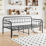Crocofair Metal Daybed Frame Heavy Duty Slats Sofa Bed Platform Mattress Foundation Twin Daybed No Box Spring Needed(Black Twin) Crocofair