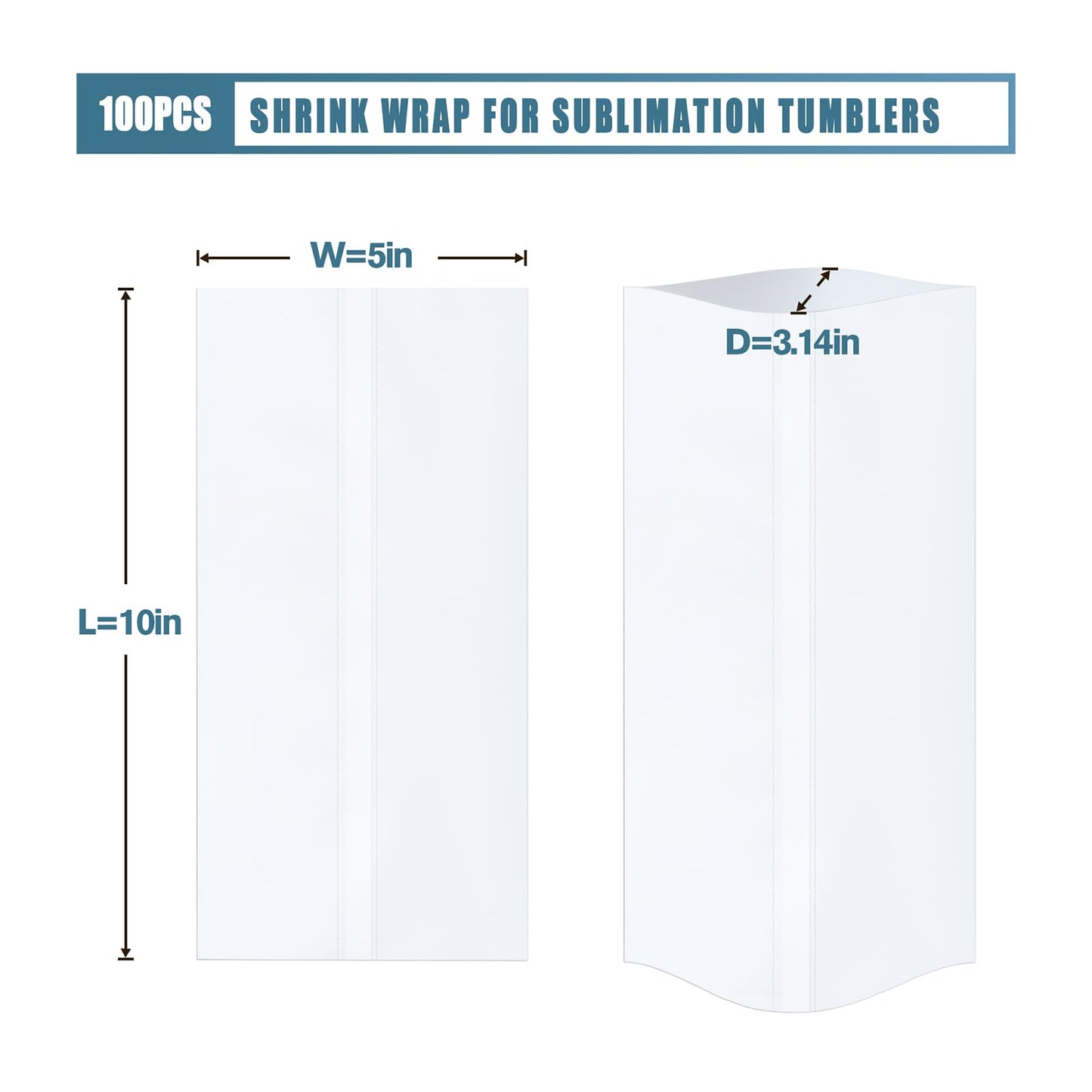 MEBMIK 100pcs 5x10in Shrink Wrap For Sublimation Tumblers,Sublimation Shrink Wrap Sleeves,Heat Shrink Wrap,Tumbler Shrink Wrap Sublimation 20oz Skinny,Sublimation Sleeves For Tumblers,Sublimation Bags