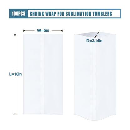 MEBMIK 100pcs 5x10in Shrink Wrap For Sublimation Tumblers,Sublimation Shrink Wrap Sleeves,Heat Shrink Wrap,Tumbler Shrink Wrap Sublimation 20oz Skinny,Sublimation Sleeves For Tumblers,Sublimation Bags