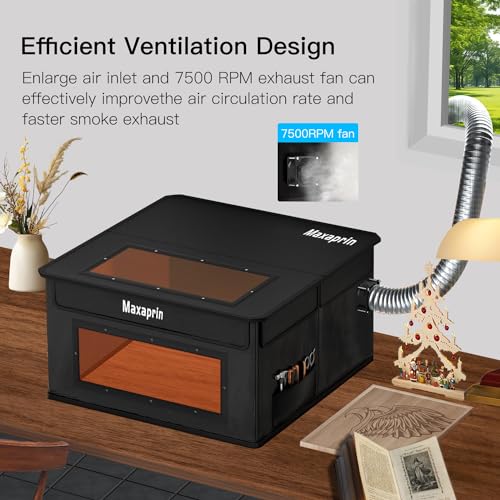 Mxaprin Laser Engraving Machine housing, Foldable Simple Laser Cutting Machine Protective Cover with Fan and air Duct, Smoke-Proof, Eye Protection, Suitable for Most Laser Engraving Machines Maxaprin